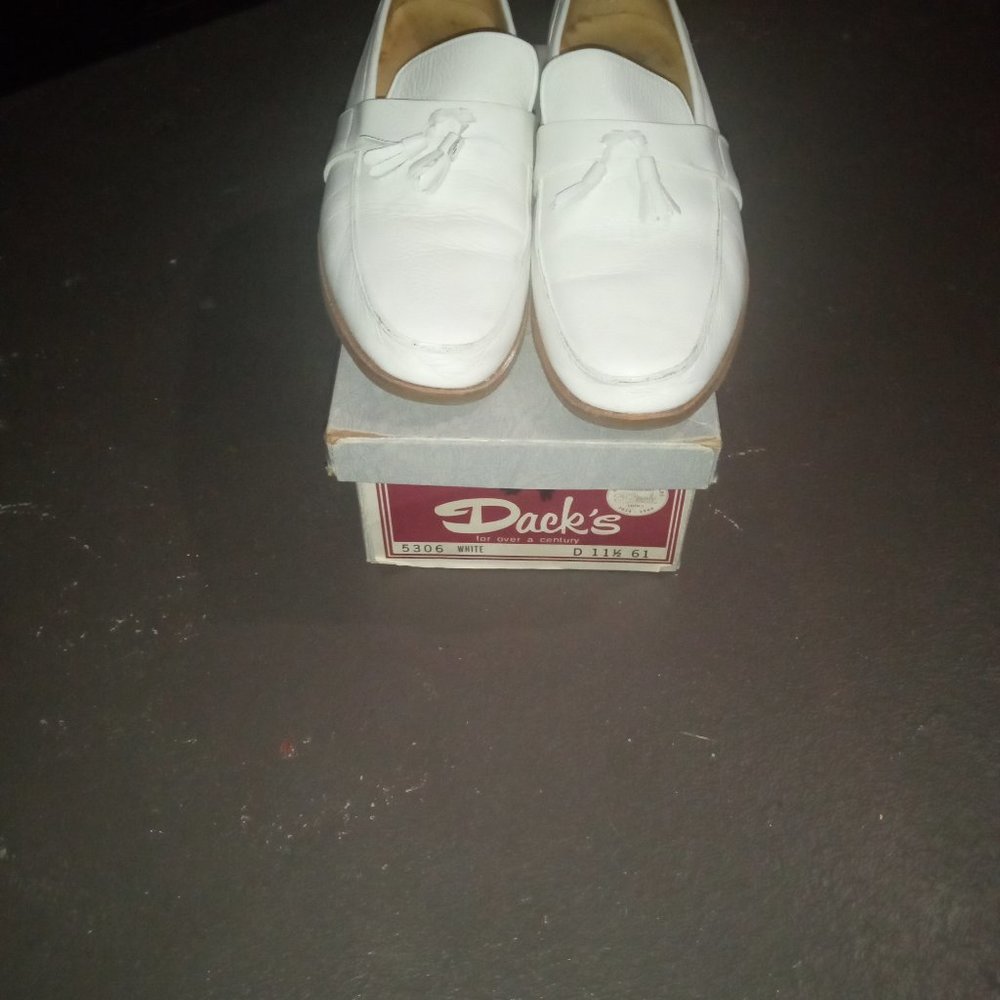 Dack white antelope leather 1980 vintage loafers